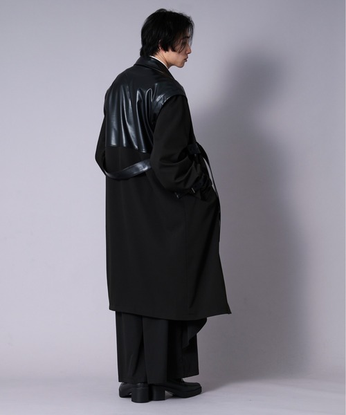 「Ellno Loset」 トレンチコート MEDIUM ブラック メンズ_画像8