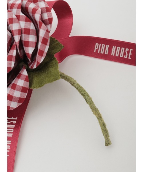 PINK HOUSE（ピンクハウス） ブローチ ギンガムチェックローズ