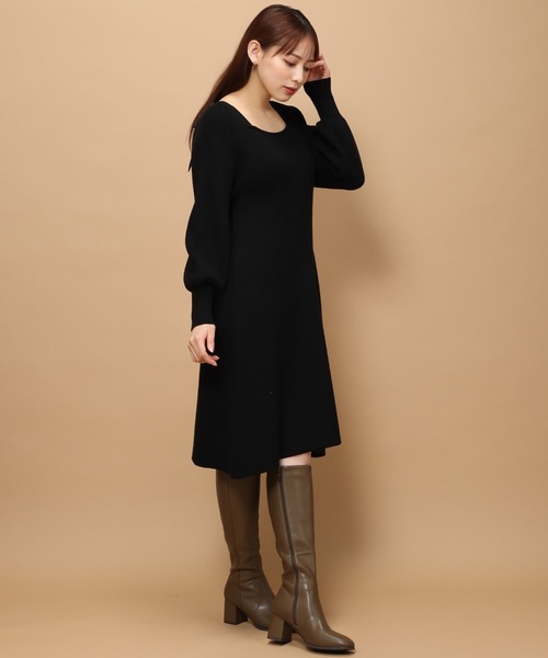 「MISCH MASCH」 ニットワンピース フリ- ブラック レディース_画像3