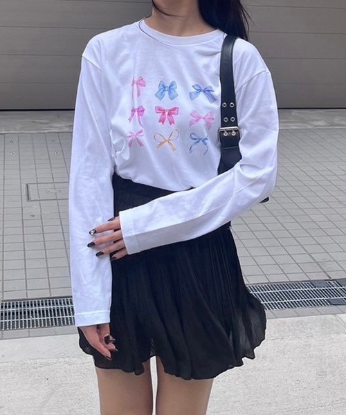 tシャツ リボンガーリーロンT／長袖Tシャツ レディース : ZOZOTOWN