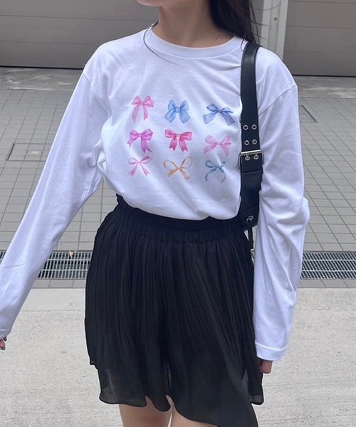 tシャツ リボンガーリーロンT／長袖Tシャツ レディース : ZOZOTOWN