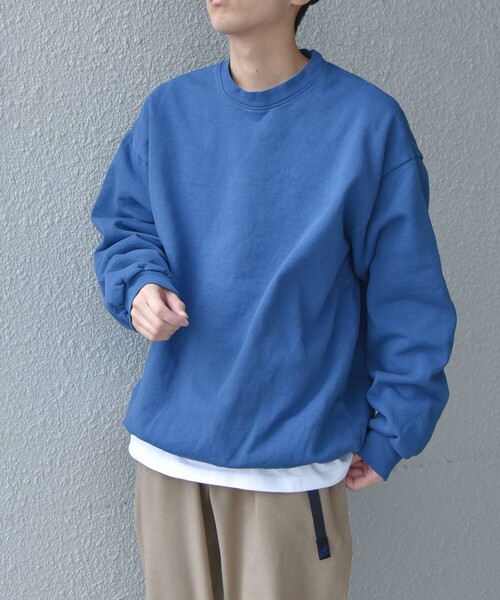 「LOS ANGELES APPAREL」 スウェットカットソー MEDIUM ブルー メンズ