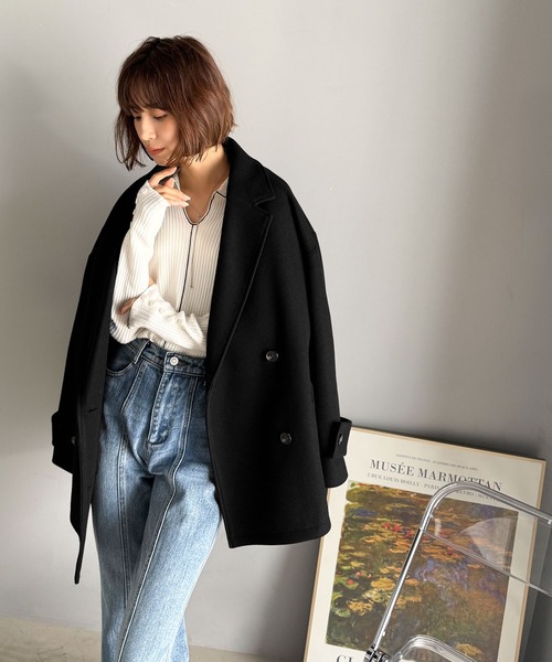 「classicalelf」 チェスターコート LARGE ブラック レディース_画像7