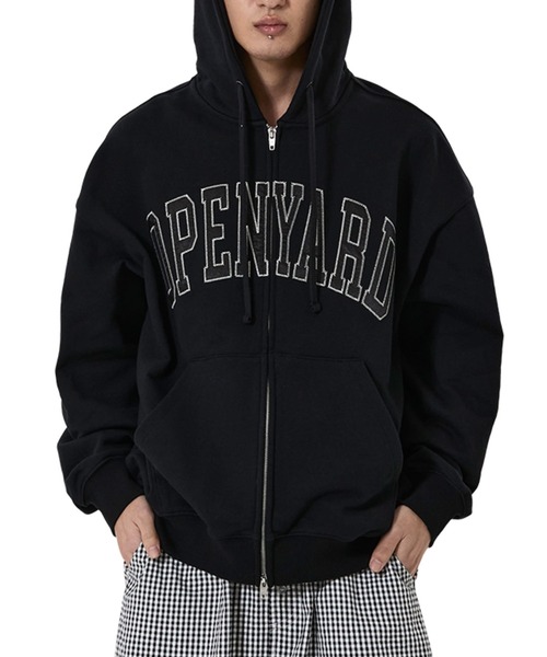 パーカー 「OY/オーワイ」SATIN PATCH HOODIE ZIP UP/サテンパッチジップアップパーカー メンズ レディース