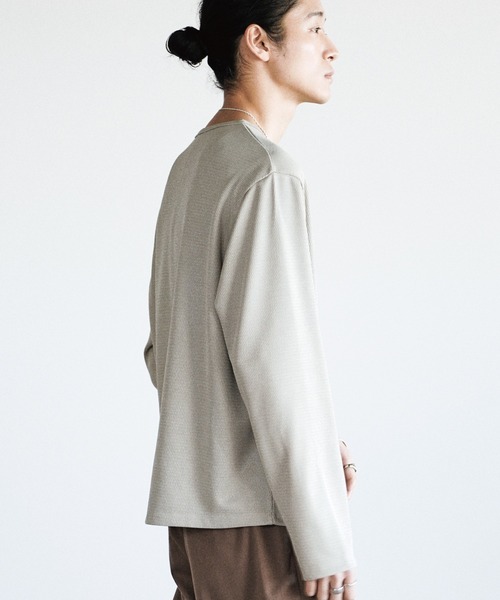 WYM LIDNM tシャツ REFINED WAFFLE HENLEY NECK L/S TEE メンズ