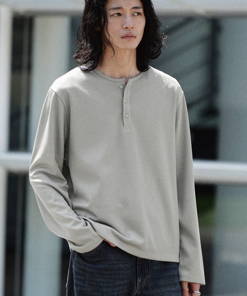 WYM LIDNM ヘンリーネック tシャツ REFINED WAFFLE HENLEY NECK L/S