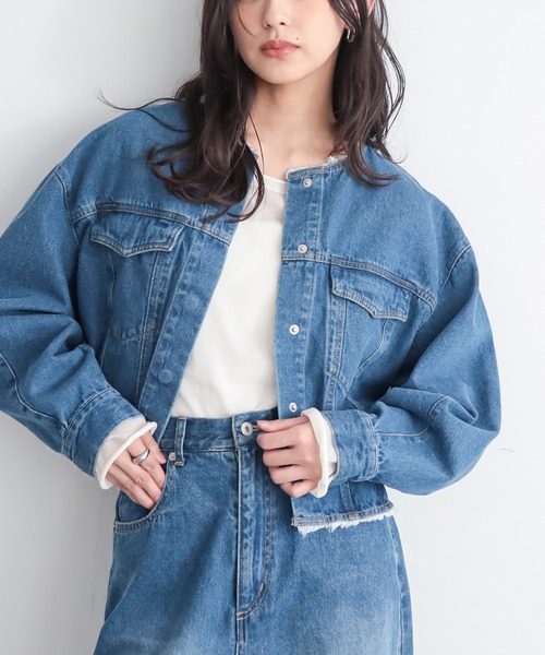 for/c（フォーシー） デニムジャケット gジャン フリンジノーカラー