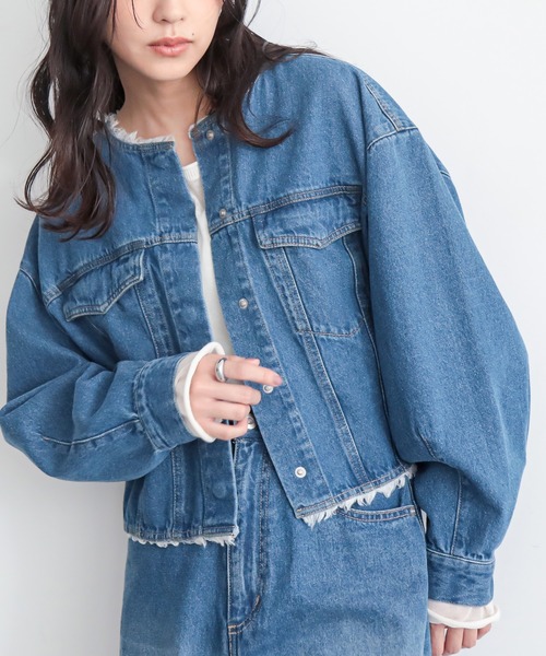 for/c（フォーシー） デニムジャケット gジャン フリンジノーカラー