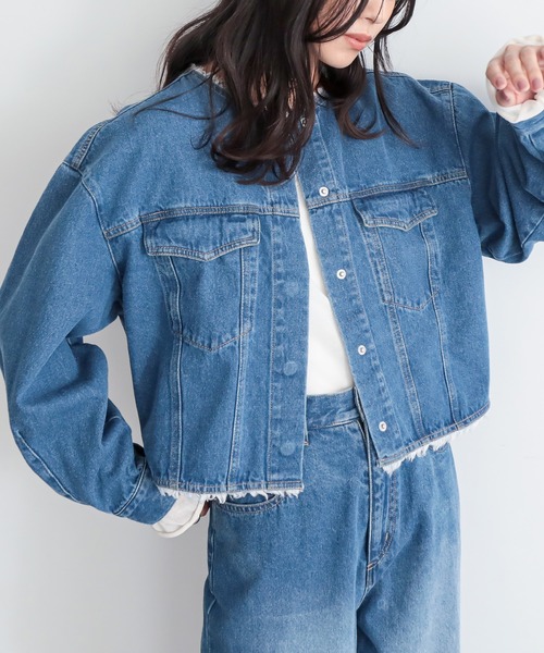 for/c（フォーシー） デニムジャケット gジャン フリンジノーカラー