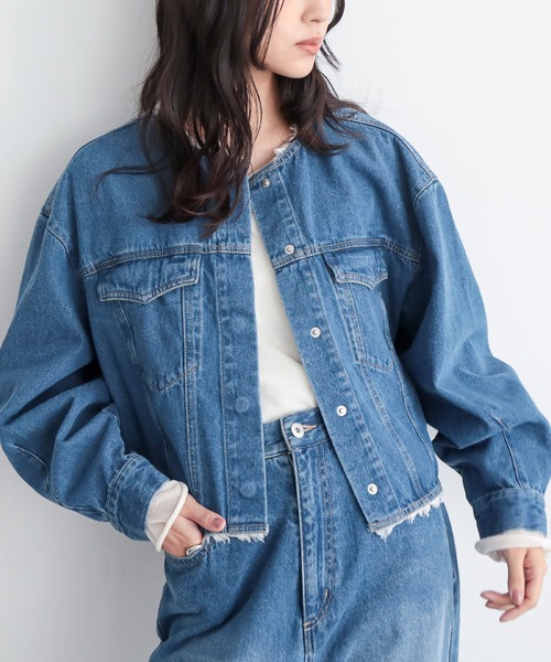 for/c（フォーシー） デニムジャケット gジャン フリンジノーカラー