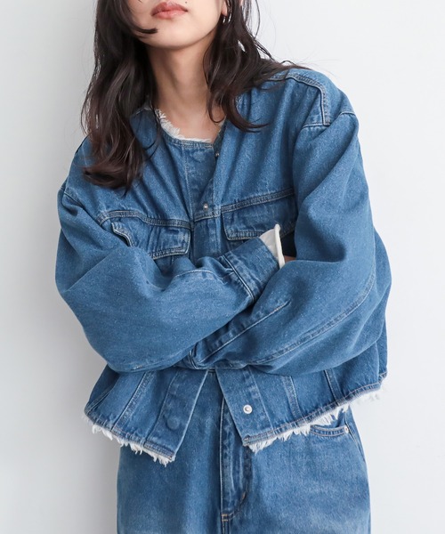 for/c（フォーシー） デニムジャケット gジャン フリンジノーカラー