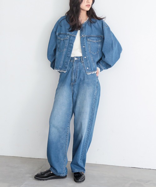 for/c（フォーシー） デニムジャケット gジャン フリンジノーカラー