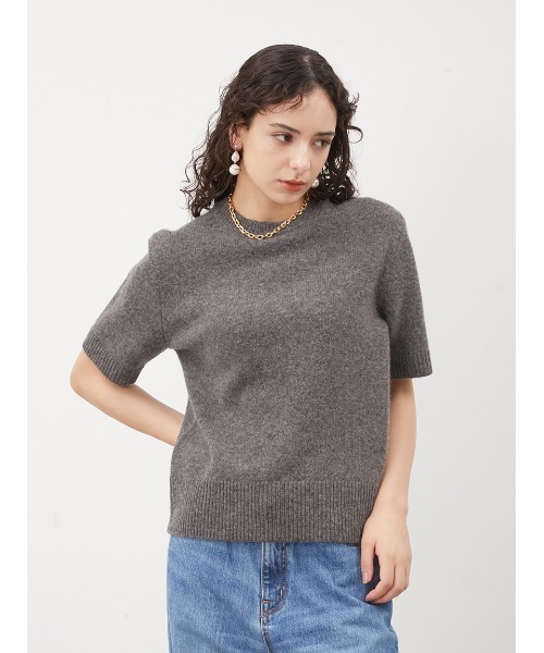 値下げ中！AURALEE チャコールグレー 半袖ニット　サイズ0 Mila Owen（ミラオーウェン） 半袖ニット 0 ピンク レディース