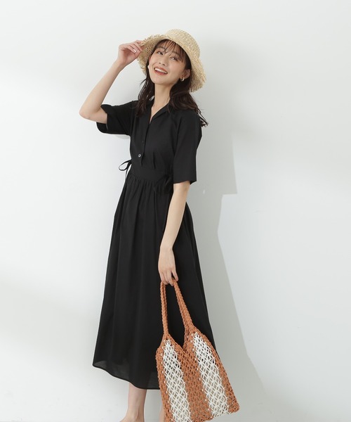 「N.（N. Natural Beauty Basic）」 シャツワンピース MEDIUM ブラック レディースの画像