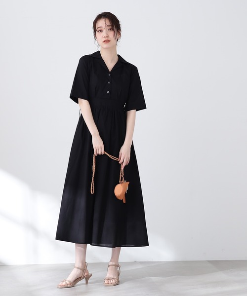 「N.（N. Natural Beauty Basic）」 シャツワンピース MEDIUM ブラック レディースの画像