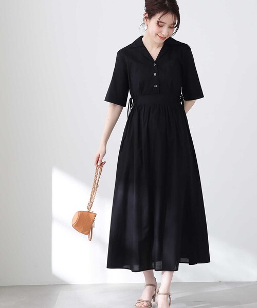 「N.（N. Natural Beauty Basic）」 シャツワンピース MEDIUM ブラック レディースの画像