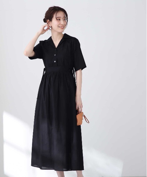 「N.（N. Natural Beauty Basic）」 シャツワンピース MEDIUM ブラック レディースの画像