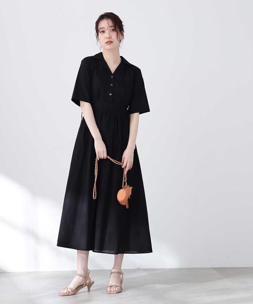 「N.（N. Natural Beauty Basic）」 シャツワンピース MEDIUM ブラック レディースの画像