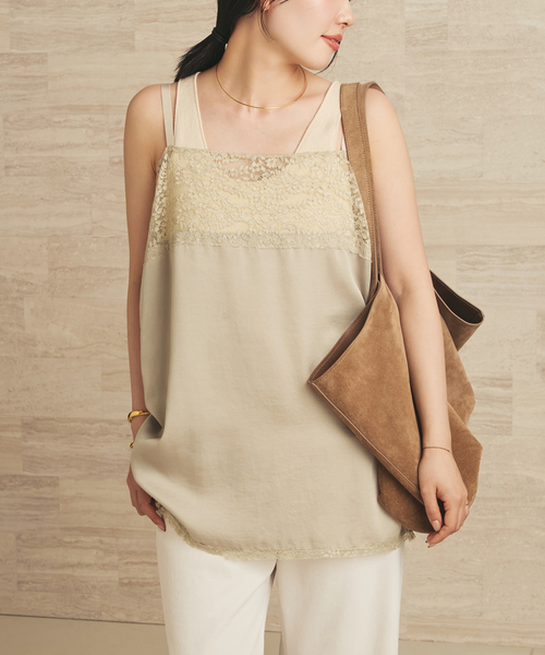plage（プラージュ） キャミソール Linen mix lace キャミソール