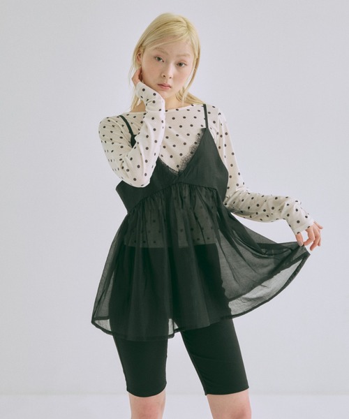 EN NEUME キャミソール Sheer Lace Gathered Cami / シアーレース 