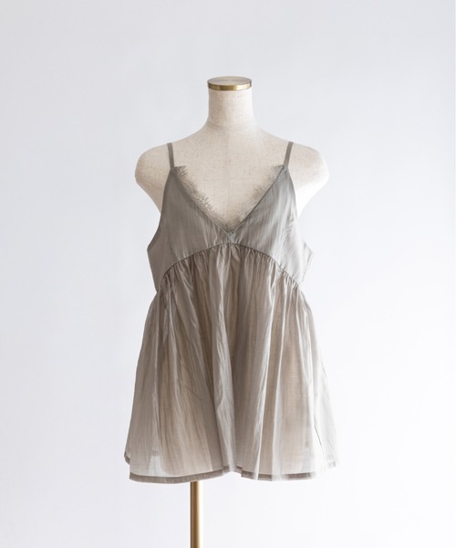 EN NEUME キャミソール Sheer Lace Gathered Cami / シアーレース