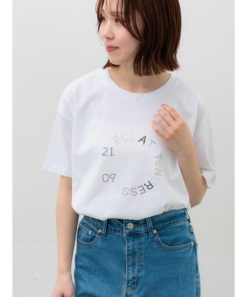 Te chichi（テチチ） tシャツ 半袖 ラインストーンサークルロゴTシャツ
