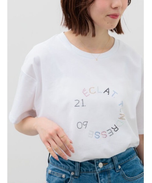 Te chichi（テチチ） tシャツ ラインストーンサークルロゴTシャツ
