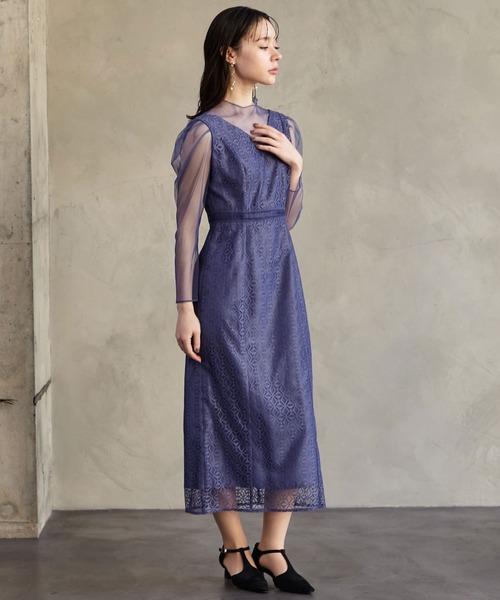 「AIMER」 長袖ワンピース LARGE グリーン レディース_画像2