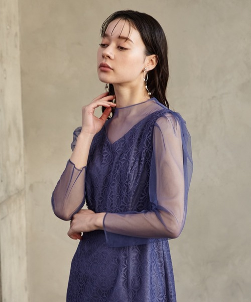 「AIMER」 長袖ワンピース LARGE グリーン レディース_画像6