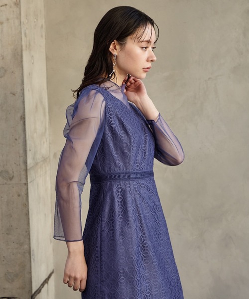 「AIMER」 長袖ワンピース LARGE グリーン レディース_画像7