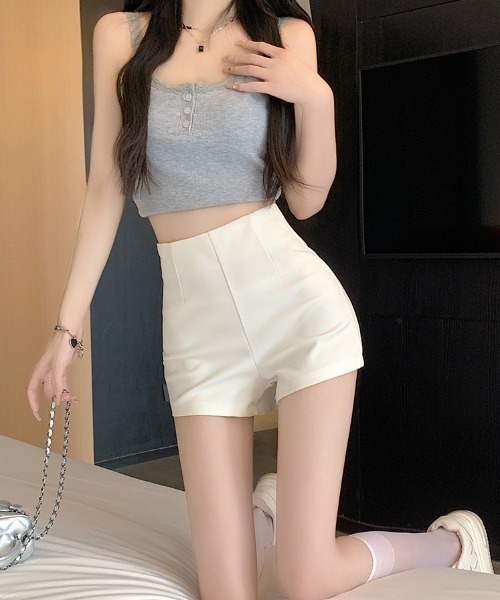 パンツ ハイウエストストレッチマイクロショートパンツ レディース