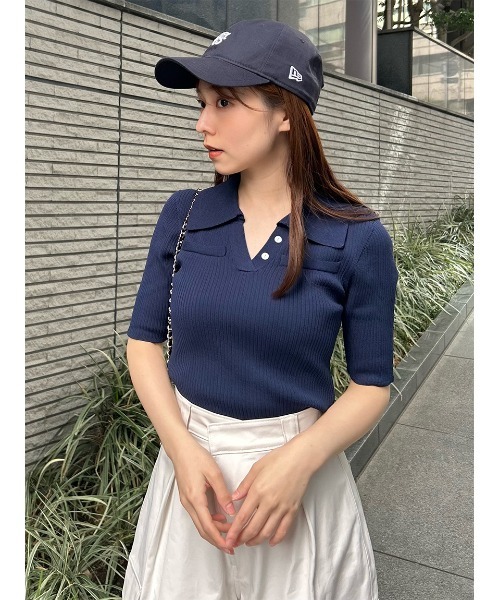 「SNIDEL」 半袖ポロシャツ FREE アイボリー レディース_画像4