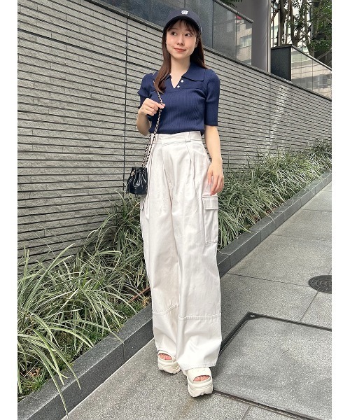 「SNIDEL」 半袖ポロシャツ FREE アイボリー レディース_画像6