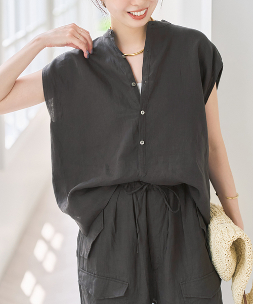 ブラウス シャツ TICCA / ティッカ リネンフレンチシャツ レディースの画像