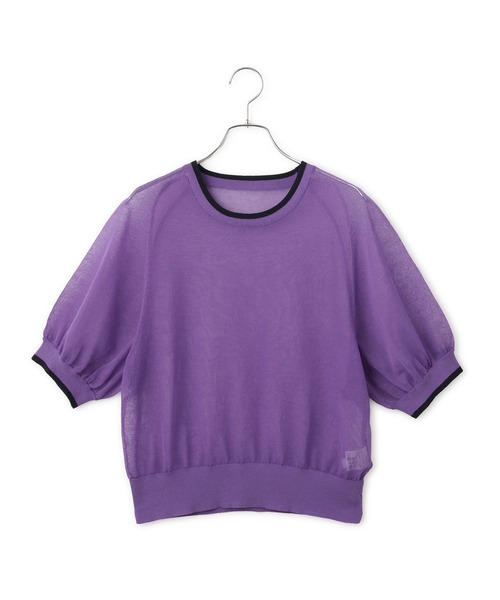 tシャツ 半袖 「WEB限定」リネンmixバイカラーシアーニットTシャツ レディース | ADAM ET ROPE' | 19