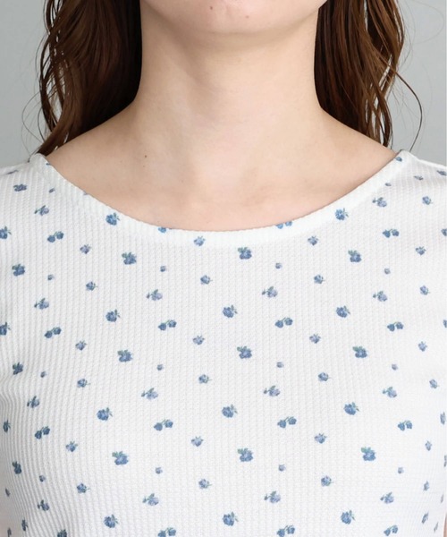 tiptop（ティップトップ） tシャツ 半袖 小花柄ワッフルTシャツ