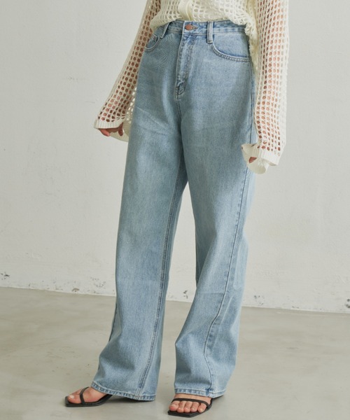 「Aunt Marie's」 デニムパンツ LARGE ライトブルー レディース_画像3