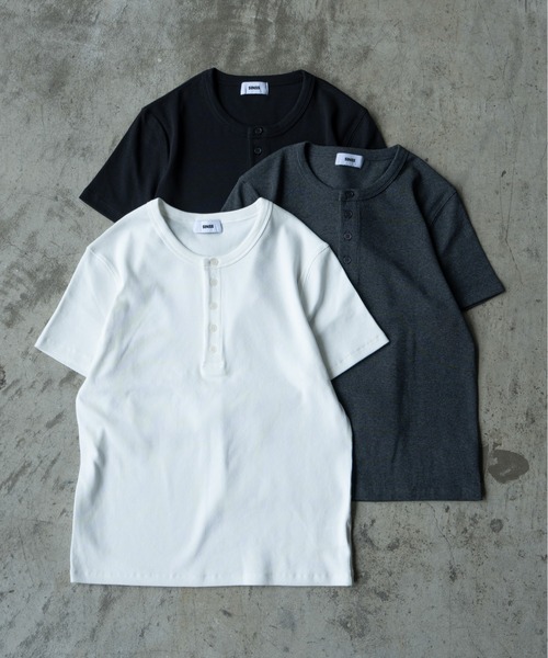 SINSS ヘンリーネック tシャツ Compact rib henley HS T-shirt