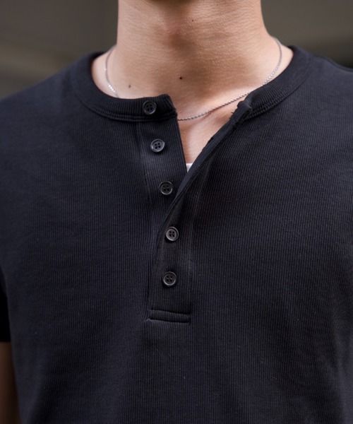 SINSS ヘンリーネック tシャツ Compact rib henley HS T-shirt