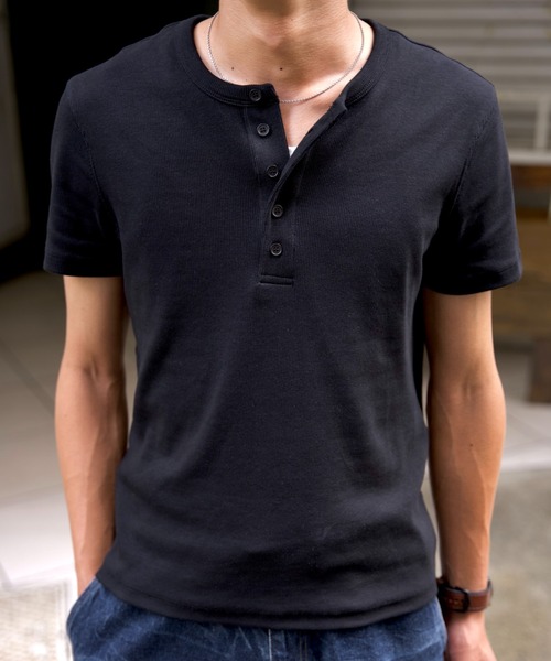 SINSS ヘンリーネック tシャツ Compact rib henley HS T-shirt