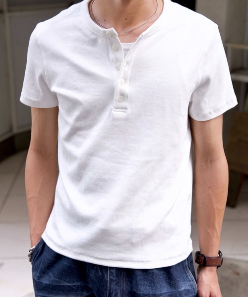 SINSS ヘンリーネック tシャツ Compact rib henley HS T-shirt