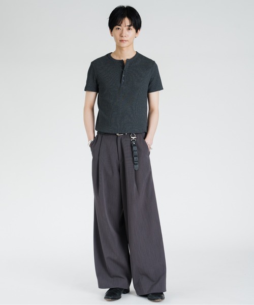 SINSS ヘンリーネック tシャツ Compact rib henley HS T-shirt