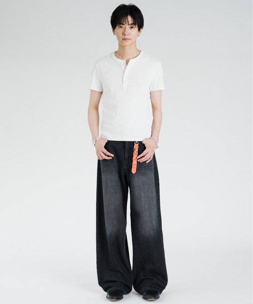 SINSS ヘンリーネック tシャツ Compact rib henley HS T-shirt
