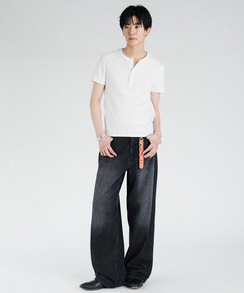 SINSS ヘンリーネック tシャツ Compact rib henley HS T-shirt