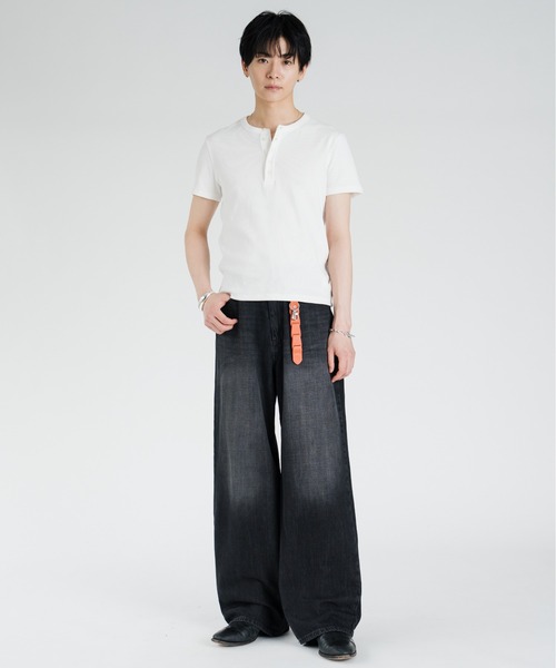 SINSS ヘンリーネック tシャツ Compact rib henley HS T-shirt