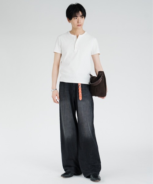 SINSS ヘンリーネック tシャツ Compact rib henley HS T-shirt