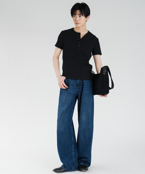 SINSS ヘンリーネック tシャツ Compact rib henley HS T-shirt
