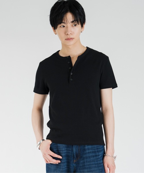 SINSS ヘンリーネック tシャツ Compact rib henley HS T-shirt