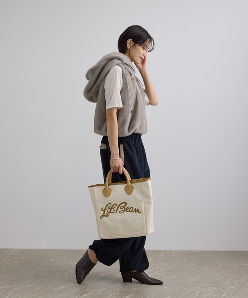 美品L.L.Bean salon deアダムエロペコラボキャンバストートバッグ SALON adam et rope'（サロン アダム エ ロペ） トートバッグ 「L.L.