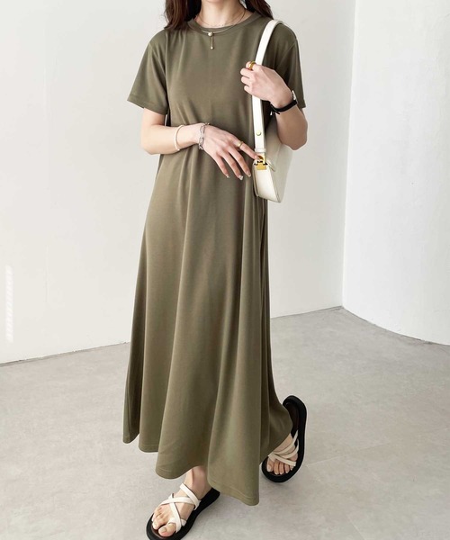 R♡R◇新品 アルジ－◇接触冷感 肩あきりぼんワンピース 140 osharewalker ワンピース レディース 夏 半袖 ワンピ ロング